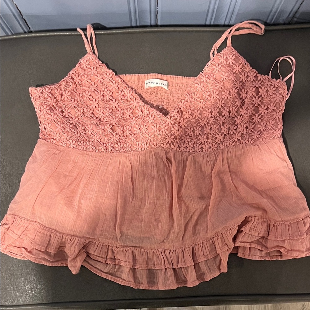 Aeropostale Pink Embroidered Camisole